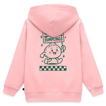 Wok für Dumplings | Teigtaschen Humor - Kinder Premium Organic Zip Hoodie - Rosa - Hinten - AI Model Kid Female (0cm)