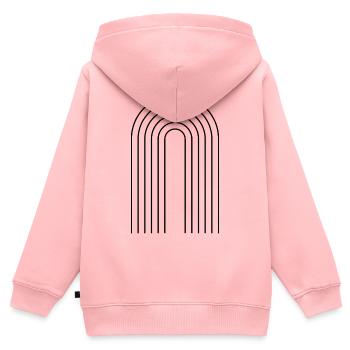 Composition minimaliste de lignes en noir - Sweat Premium à capuche zippé enfant bio - rose - Dos - AI Model Kid Female (0cm)