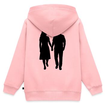 Paar Silhouette Liebe Romantik Valentinstag Freund - Kinder Premium Organic Zip Hoodie - Rosa - Hinten - AI Model Kid Female (0cm)