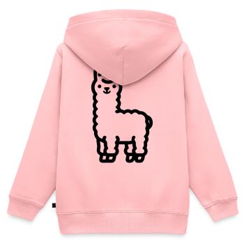 Lama - Kinder Premium Organic Zip Hoodie - Rosa - Hinten - AI Model Kid Female (0cm)