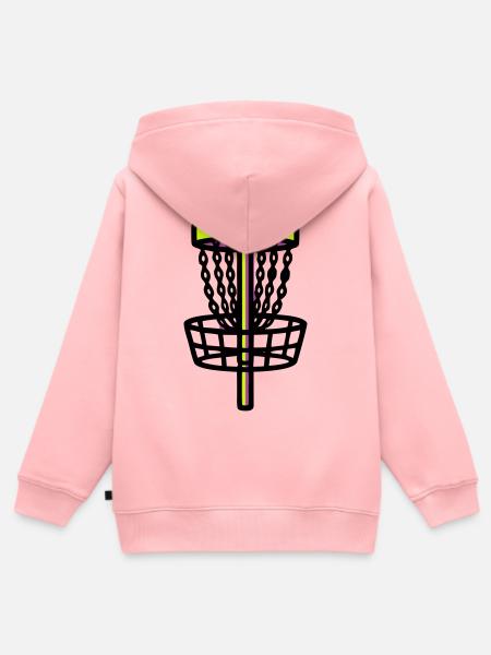 Discgolf Korb Ziel Logo - Kinder Premium Organic Zip Hoodie - Rosa