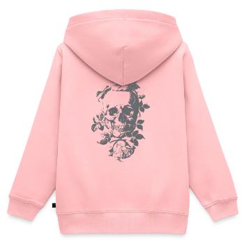 Roses du crâne gothique - Sweat Premium à capuche zippé enfant bio - rose - Dos - AI Model Kid Female (0cm)