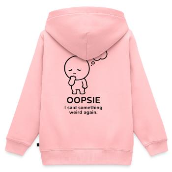 Oopsie – I Said Something Weird | Social Mood - Kinder Premium Organic Zip Hoodie - Rosa - Hinten - AI Model Kid Female (0cm)