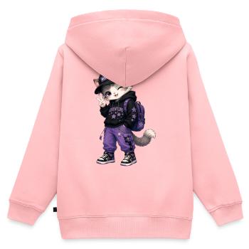 Abenteurer Kitten Purple Stars - Kinder Premium Organic Zip Hoodie - Rosa - Hinten - AI Model Kid Female (0cm)