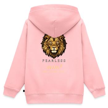 Furchtloser Geist – Löwenmotivationsdesign - Kinder Premium Organic Zip Hoodie - Rosa - Hinten - AI Model Kid Female (0cm)