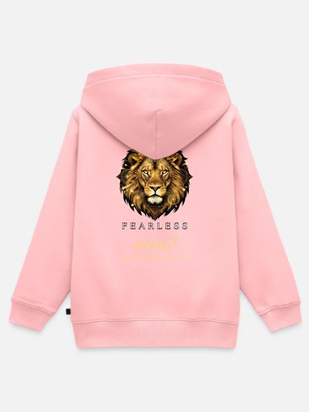 Furchtloser Geist – Löwenmotivationsdesign - Kinder Premium Organic Zip Hoodie - Rosa