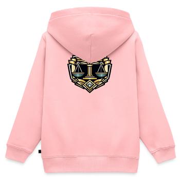 Goldene Waage der Gerechtigkeit - Kinder Premium Organic Zip Hoodie - Rosa - Hinten - AI Model Kid Female (0cm)