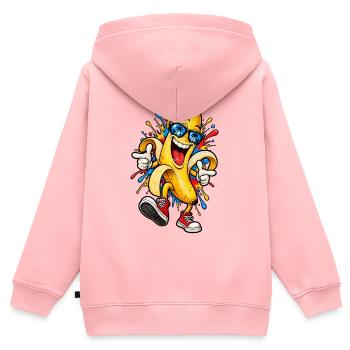 Coole Banane - Kinder Premium Organic Zip Hoodie - Rosa - Hinten - AI Model Kid Female (0cm)