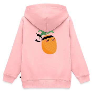 Ninja-Ananas – Fruchtiger Krieger - Kinder Premium Organic Zip Hoodie - Rosa - Hinten - AI Model Kid Female (0cm)