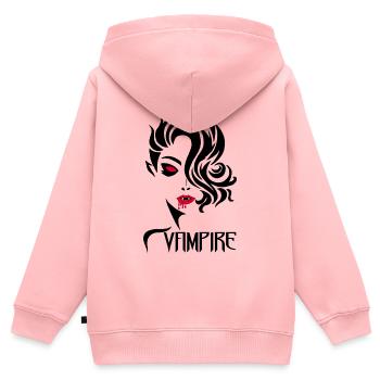 Vampire au féminin - Sweat Premium à capuche zippé enfant bio - rose - Dos - AI Model Kid Female (0cm)