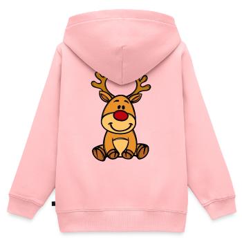 Rudolf Noël Rennier - Sweat Premium à capuche zippé enfant bio - rose - Dos - AI Model Kid Female (0cm)