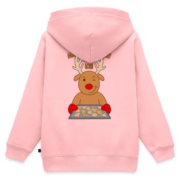 Auf die Plätzchen fertig los Spruch Rentier Backen - Kinder Premium Organic Zip Hoodie - Rosa - Hinten - AI Model Kid Female (0cm)