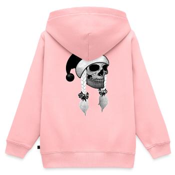 Totenkopf Frau Weihnachten Mütze Zöpfe - Kinder Premium Organic Zip Hoodie - Rosa - Hinten - AI Model Kid Female (0cm)