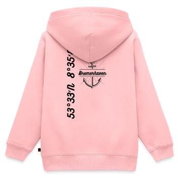 Bremerhaven Koordinaten Maritim - Kinder Premium Organic Zip Hoodie - Rosa - Hinten - AI Model Kid Female (0cm)