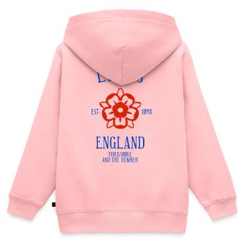 LEEDS England - Kinder Premium Organic Zip Hoodie - Rosa - Hinten - AI Model Kid Female (0cm)