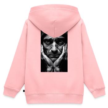 Penseur Guy - Sweat Premium à capuche zippé enfant bio - rose - Dos - AI Model Kid Female (0cm)