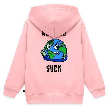 Mutter Erde Statement Erderwärmung Klimaschutz - Kinder Premium Organic Zip Hoodie - Rosa - Hinten - AI Model Kid Female (0cm)