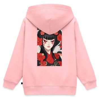 Schönes Kabuki-Gesicht | Orientalische Kunst - Kinder Premium Organic Zip Hoodie - Rosa - Hinten - AI Model Kid Female (0cm)