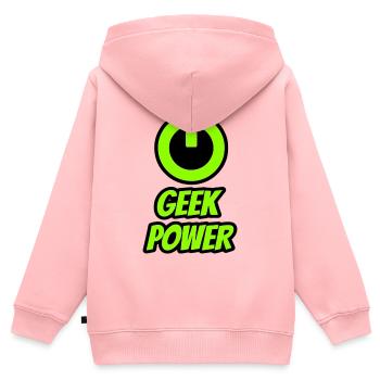 Geek-Macht - Kinder Premium Organic Zip Hoodie - Rosa - Hinten - AI Model Kid Female (0cm)