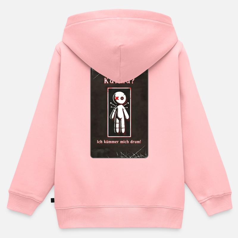 « Le karma ? Je m’en occupe ! - Sweat Premium à capuche zippé enfant bio - rose