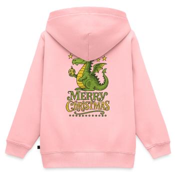 Festliche Drachenweihnacht - Kinder Premium Organic Zip Hoodie - Rosa - Hinten - AI Model Kid Female (0cm)