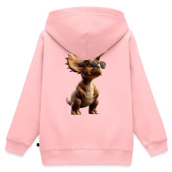 Triceratops Dinosaurier Dinos Triceratops Dino - Kinder Premium Organic Zip Hoodie - Rosa - Hinten - AI Model Kid Female (0cm)