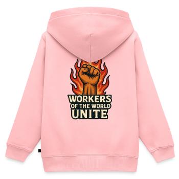 Fists and flames – Arbeiterwelt Unite - Kids Premium Organic Zip-up Hoodie - rose - Back - AI Model Kid Female (0cm)