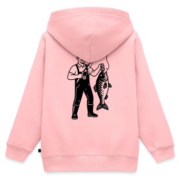 Angler Großer Fang Fisch Stolz Vektor - Kinder Premium Organic Zip Hoodie - Rosa - Hinten - AI Model Kid Female (0cm)
