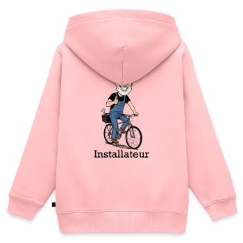 Bauarbeiter Fahrradheld - Kinder Premium Organic Zip Hoodie - Rosa - Hinten - AI Model Kid Female (0cm)
