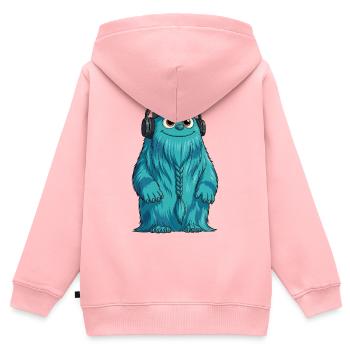DJ Fluffo mit Zopf vorne - Fluffonster Design - Kinder Premium Organic Zip Hoodie - Rosa - Hinten - AI Model Kid Female (0cm)
