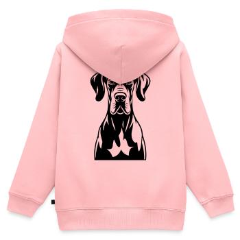 Dogue allemand frontal - Sweat Premium à capuche zippé enfant bio - rose - Dos - AI Model Kid Female (0cm)