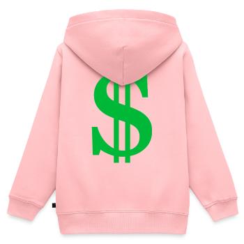 Signe dollar - Sweat Premium à capuche zippé enfant bio - rose - Dos - AI Model Kid Female (0cm)