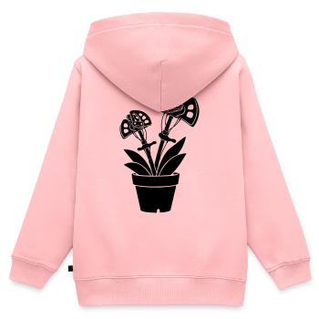 Motif floral en coin grimpant - Sweat Premium à capuche zippé enfant bio - rose - Dos - AI Model Kid Female (0cm)