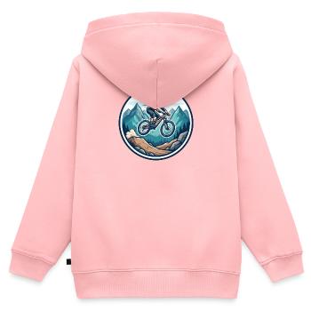 Autocollant VTT Adventure Mountain Adventure - Sweat Premium à capuche zippé enfant bio - rose - Dos - AI Model Kid Female (0cm)