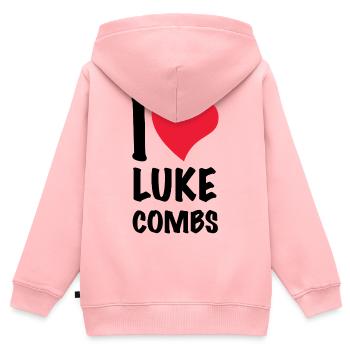 Ich liebe Luke Combs - Kinder Premium Organic Zip Hoodie - Rosa - Hinten - AI Model Kid Female (0cm)