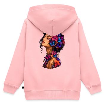 Schmetterlingsblüten Kranz - Kinder Premium Organic Zip Hoodie - Rosa - Hinten - AI Model Kid Female (0cm)