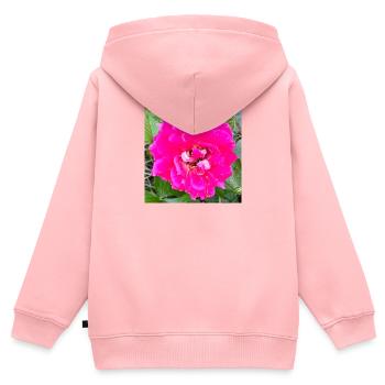 Rosa Rosenblüte - Kinder Premium Organic Zip Hoodie - Rosa - Hinten - AI Model Kid Female (0cm)