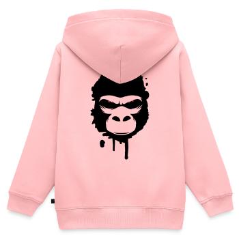 Une tête de gorille Graffiti - Sweat Premium à capuche zippé enfant bio - rose - Dos - AI Model Kid Female (0cm)
