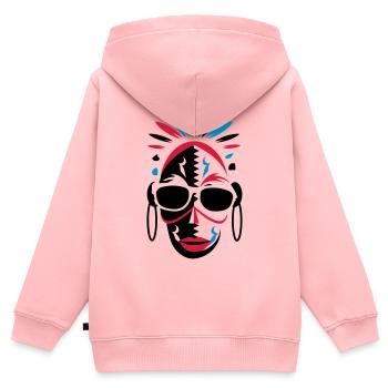 afrikanische Maske mit Sonnenbrille als Stencil - Kinder Premium Organic Zip Hoodie - Rosa - Hinten - AI Model Kid Female (0cm)