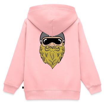 Barbe Barbe Barbe Barbe Coiffure Moustache Barbe Porteur - Sweat Premium à capuche zippé enfant bio - rose - Dos - AI Model Kid Female (0cm)