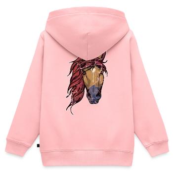 Vintage Pferde Islandpferde Pferdenarr Isländer - Kinder Premium Organic Zip Hoodie - Rosa - Hinten - AI Model Kid Female (0cm)