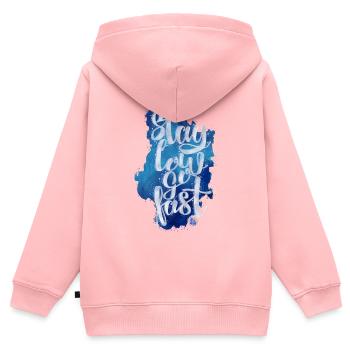 Bleiben Sie niedrig - Kinder Premium Organic Zip Hoodie - Rosa - Hinten - AI Model Kid Female (0cm)