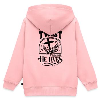 Plot Twist: Er lebt Ostern Christ - Kinder Premium Organic Zip Hoodie - Rosa - Hinten - AI Model Kid Female (0cm)