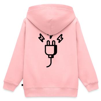 Strom Stecker Symbol - Kinder Premium Organic Zip Hoodie - Rosa - Hinten - AI Model Kid Female (0cm)