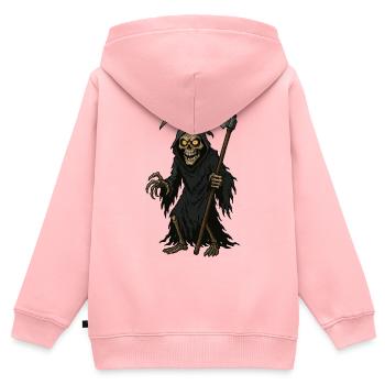 Der Sensenmann mit der Sense - Kinder Premium Organic Zip Hoodie - Rosa - Hinten - AI Model Kid Female (0cm)