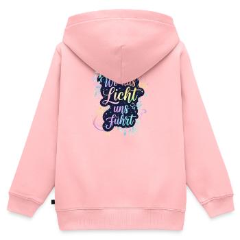 Wo das Licht uns führt - Kinder Premium Organic Zip Hoodie - Rosa - Hinten - AI Model Kid Female (0cm)