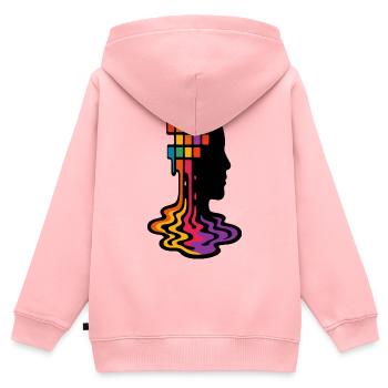 Regenbogen Pixel Schmelz Porträt - Kinder Premium Organic Zip Hoodie - Rosa - Hinten - AI Model Kid Female (0cm)