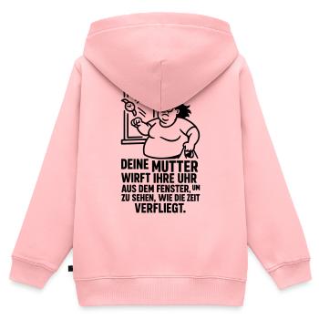 uhr aus dem fenster - Kinder Premium Organic Zip Hoodie - Rosa - Hinten - AI Model Kid Female (0cm)