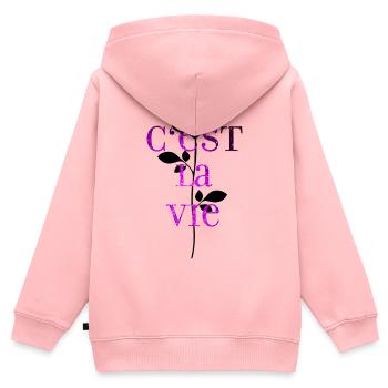 C'est La Vie mood vibe - Kinder Premium Organic Zip Hoodie - Rosa - Hinten - AI Model Kid Female (0cm)
