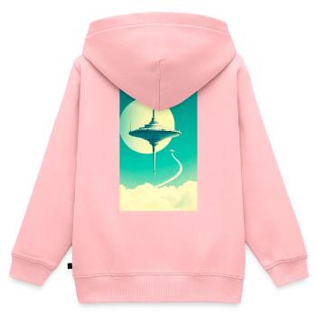 Städte beginnen über den Wolken zu schweben - Kinder Premium Organic Zip Hoodie - Rosa - Hinten - AI Model Kid Female (0cm)
